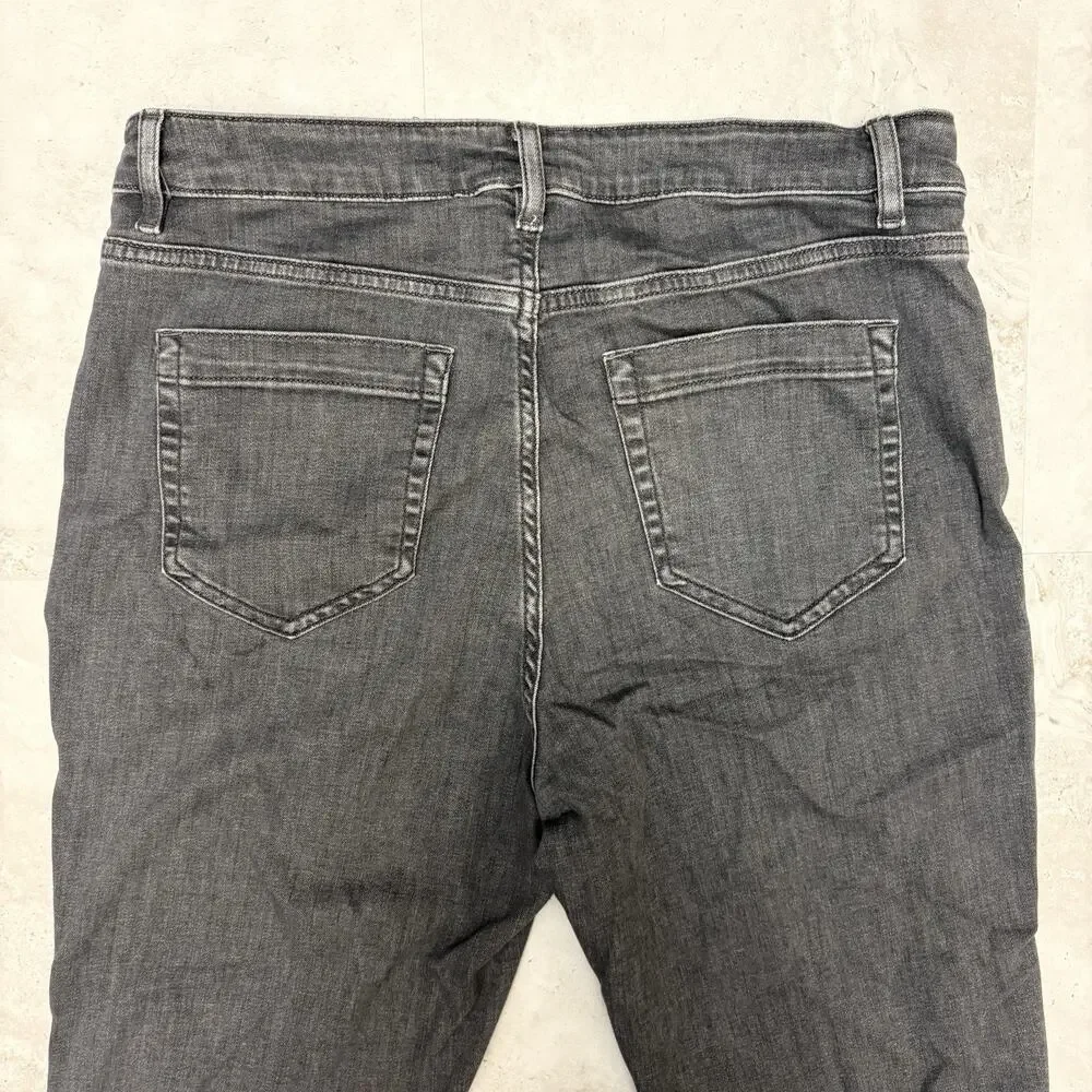 J.Jill Jeans High Rise Flare Gray Wash Patch Pocket Wide Leg Denim Size 12